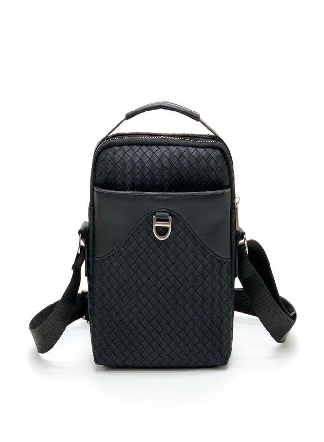 abrazo Sling Cross Body Messenger Bag For Men | Multi Pocket Shoulder Bag, Faux Leather, Black - Image 1